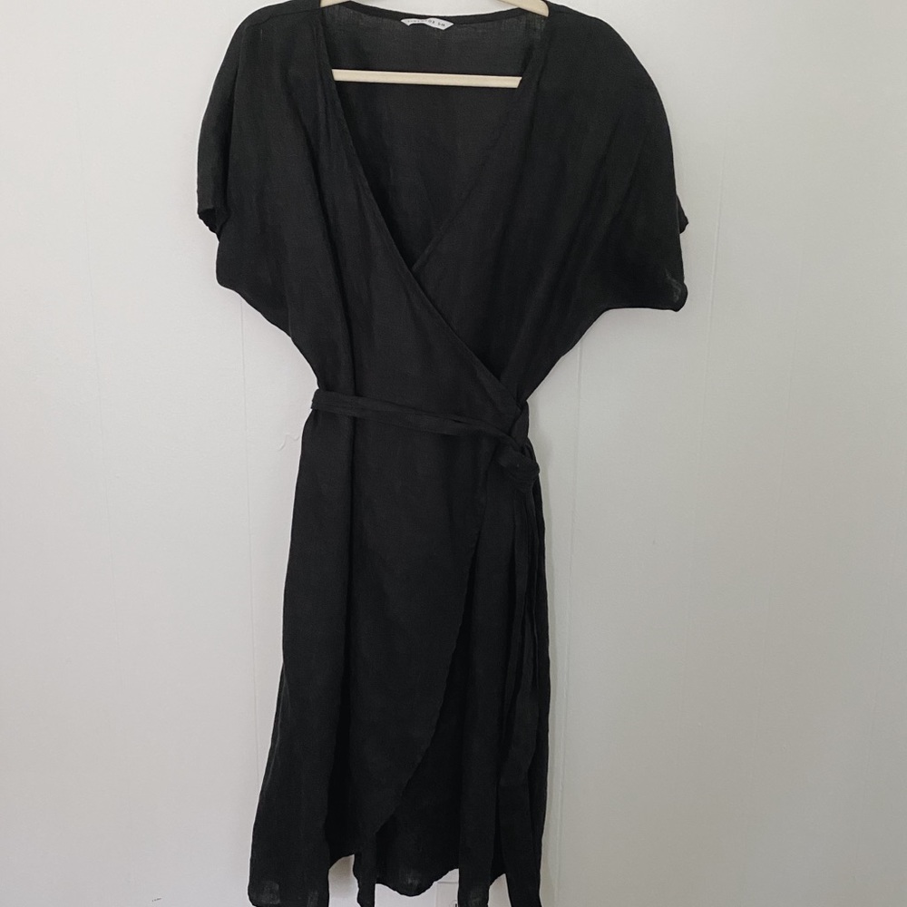Linenfox Black Wrap Dress